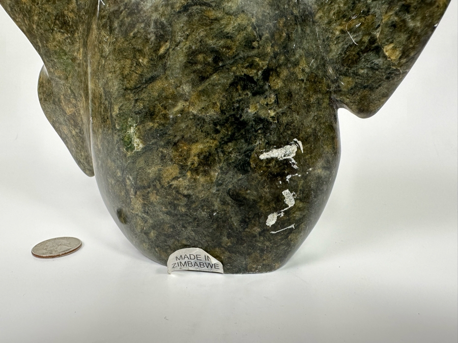 Carved Stone Mother & Child Elephant Sculpture From Zimbabwe Africa 8W X 2.5D X 8.5H [Photo 9]