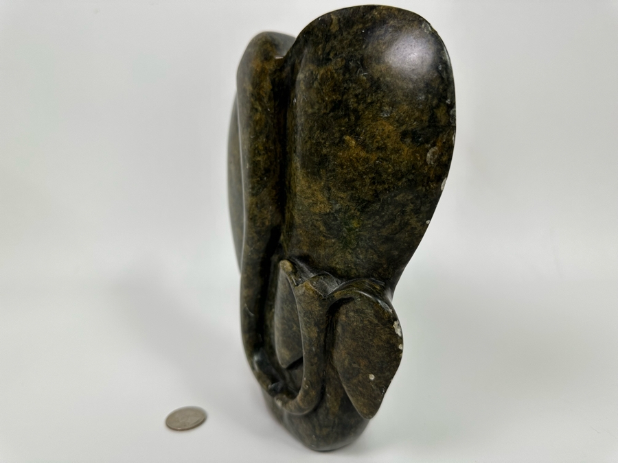 Carved Stone Mother & Child Elephant Sculpture From Zimbabwe Africa 8W X 2.5D X 8.5H [Photo 5]