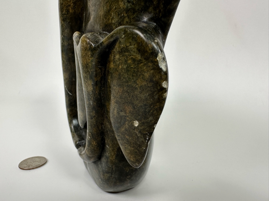 Carved Stone Mother & Child Elephant Sculpture From Zimbabwe Africa 8W X 2.5D X 8.5H [Photo 6]