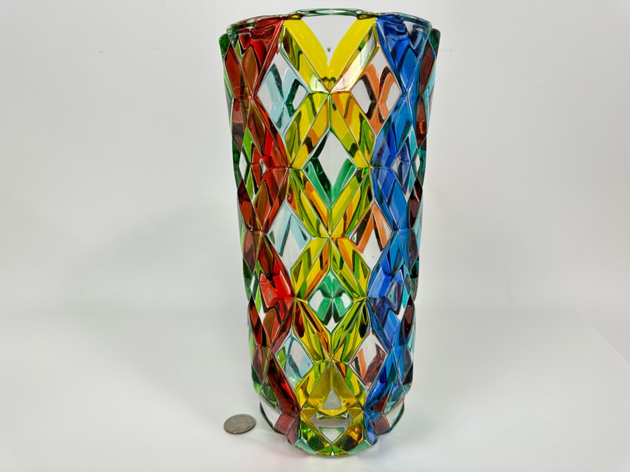 RCR Da Vinci Collection Colorful Italian Crystal Vase 10 3/4H [Photo 2]