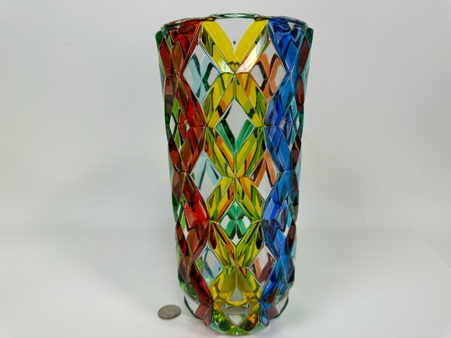 RCR Da Vinci Collection Colorful Italian Crystal Vase 10 3/4H [Photo 3]