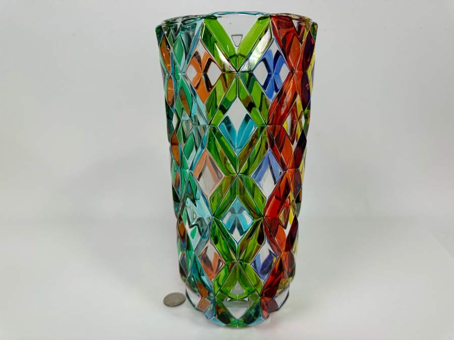 RCR Da Vinci Collection Colorful Italian Crystal Vase 10 3/4H [Photo 6]