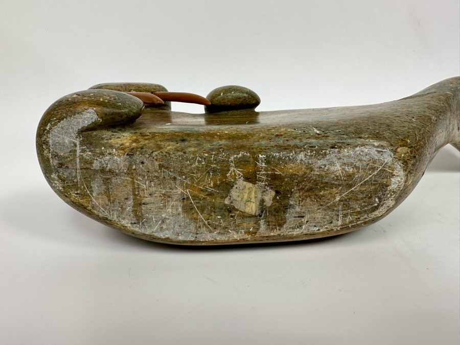 Hand Carved Stone Walrus Sculpture - Tail Has Been Repaired - See Photos 15W X 4D X 6.5H [Photo 12]
