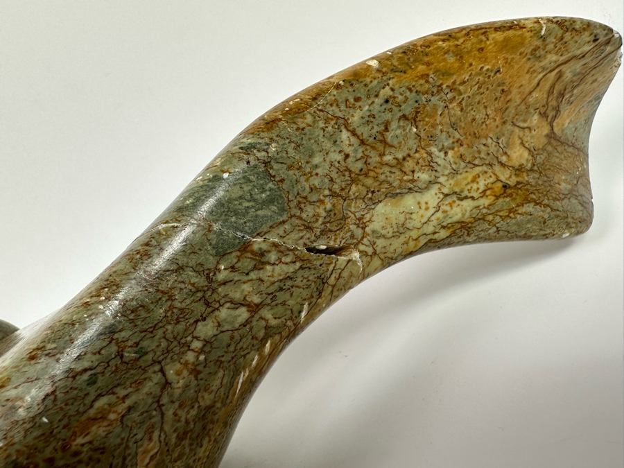 Hand Carved Stone Walrus Sculpture - Tail Has Been Repaired - See Photos 15W X 4D X 6.5H [Photo 14]