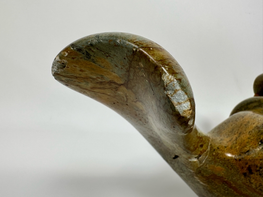 Hand Carved Stone Walrus Sculpture - Tail Has Been Repaired - See Photos 15W X 4D X 6.5H [Photo 10]