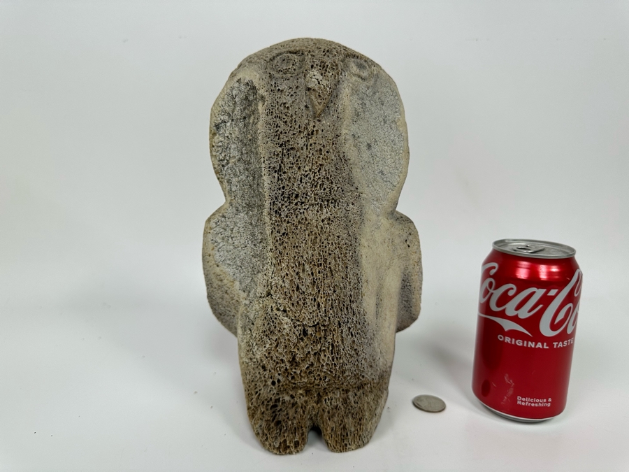 Vintage Inuit Hand Carved Whale Bone Owl Sculpture 6.5W X 5.5D X 10H [Photo 10]