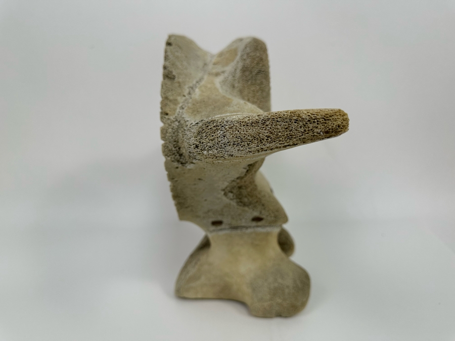 Double-Sided Hand Carved Inuit Whale Bone Vertebrae Sculpture Signed RK 16W X 6D X 11.25H [Photo 15]
