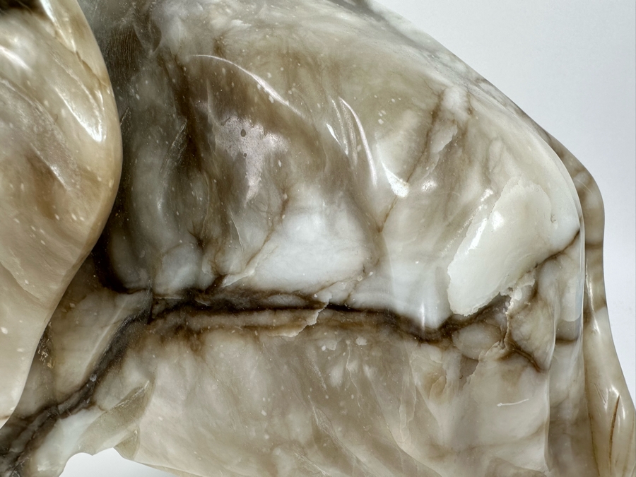 Large Hand Carved Stone Elephant With Trunk Raised Sculpture, Heavy 21W X 9D X 16H [Photo 19]