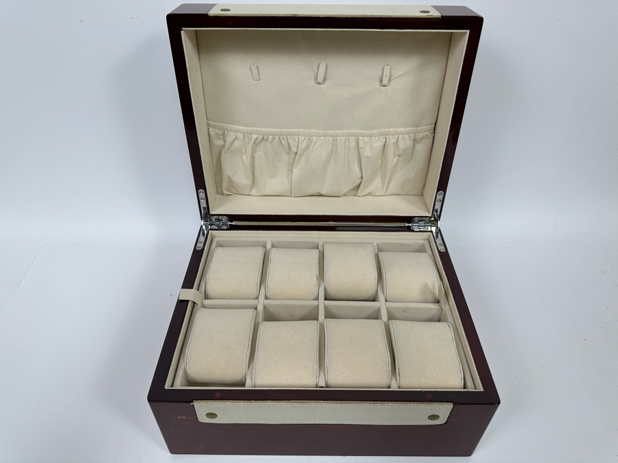 Two-Tier Jewelry Box With Top Watch Display Layer 12W X 9.5D X 6.5H [Photo 4]