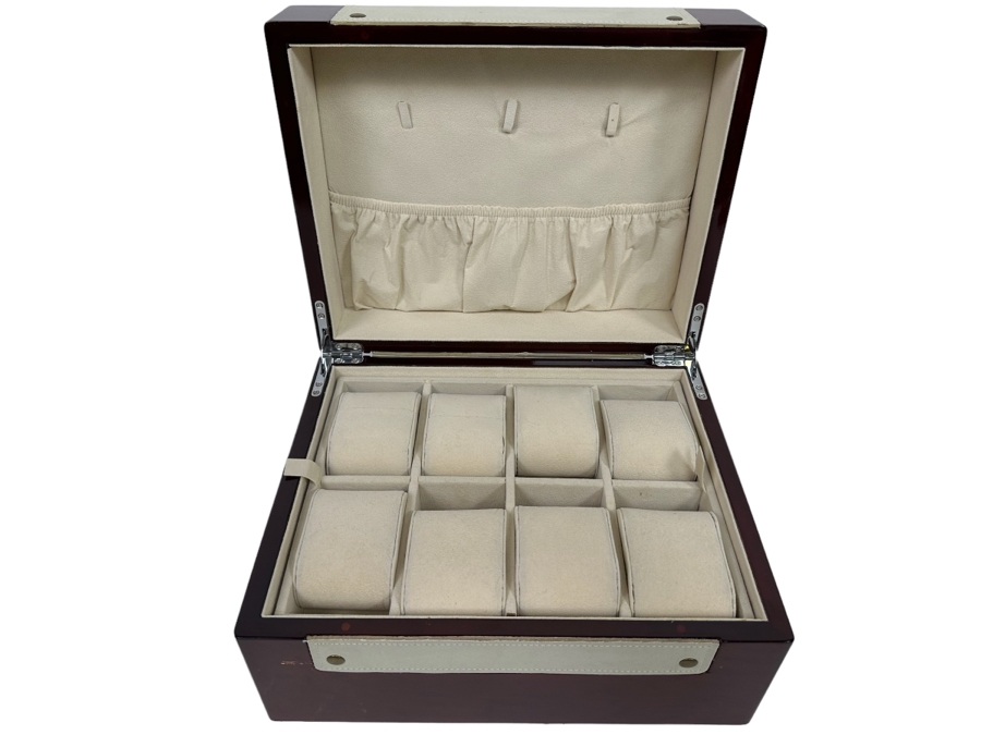 Two-Tier Jewelry Box With Top Watch Display Layer 12W X 9.5D X 6.5H