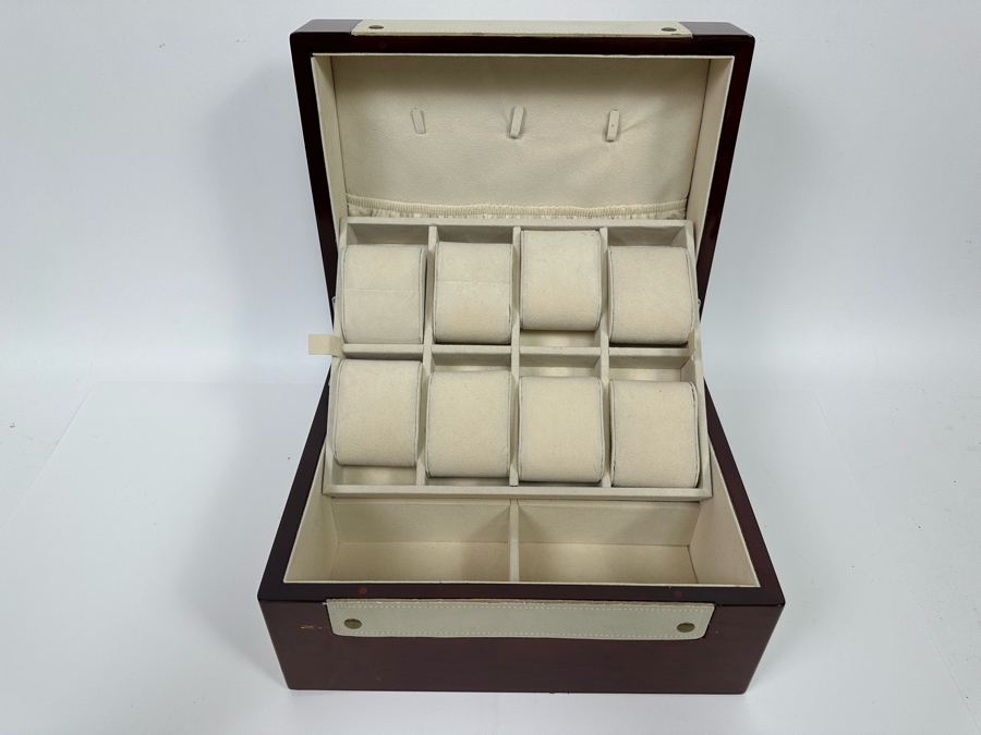 Two-Tier Jewelry Box With Top Watch Display Layer 12W X 9.5D X 6.5H [Photo 8]
