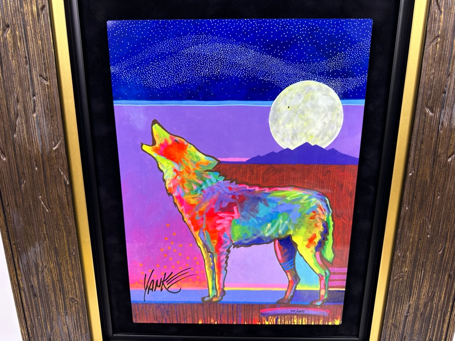 Tim Yanke Four Winds Lone Wolf Limited Edition Print Caldograph Dye Sublimation On Wood Hand Signed By Artist Edition 74 Of 450 11 X 15 Framed 22 X 26 [Photo 1]