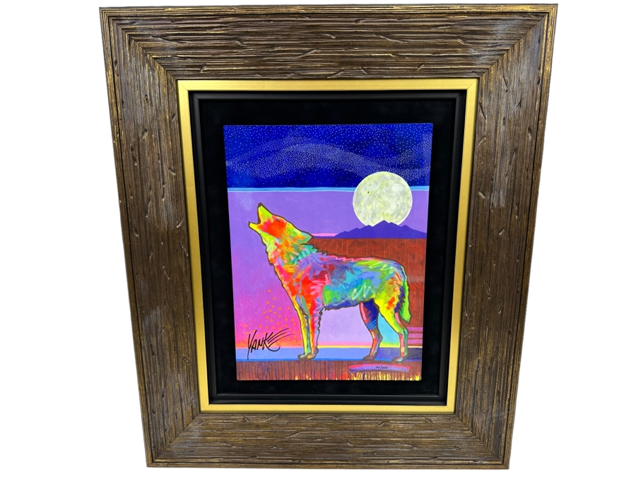 Tim Yanke Four Winds Lone Wolf Limited Edition Print Caldograph Dye Sublimation On Wood Hand Signed By Artist Edition 74 Of 450 11 X 15 Framed 22 X 26 [Photo 2]