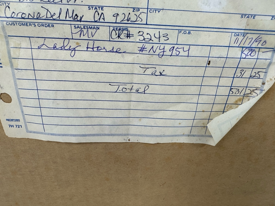 Ning Yeh (20th Century, China) Hand Signed Horse Ink On Paper Titled 'Lady Horse' NY954 16.5 X 26 Framed 23 X 32 [Photo 15]