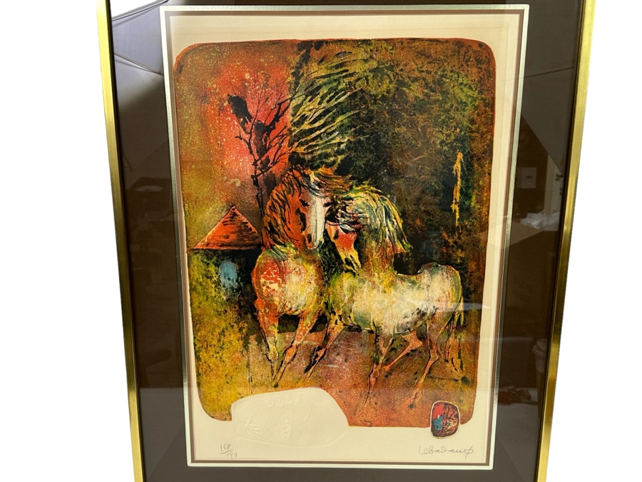 Lebadang (1922-2015, Vietnam) Lithograph & Etching Titled 'Stallions I' Pencil Signed Limited Edition 168 Of 190 18.5 X 28 Framed 26.5 X 35 [Photo 1]