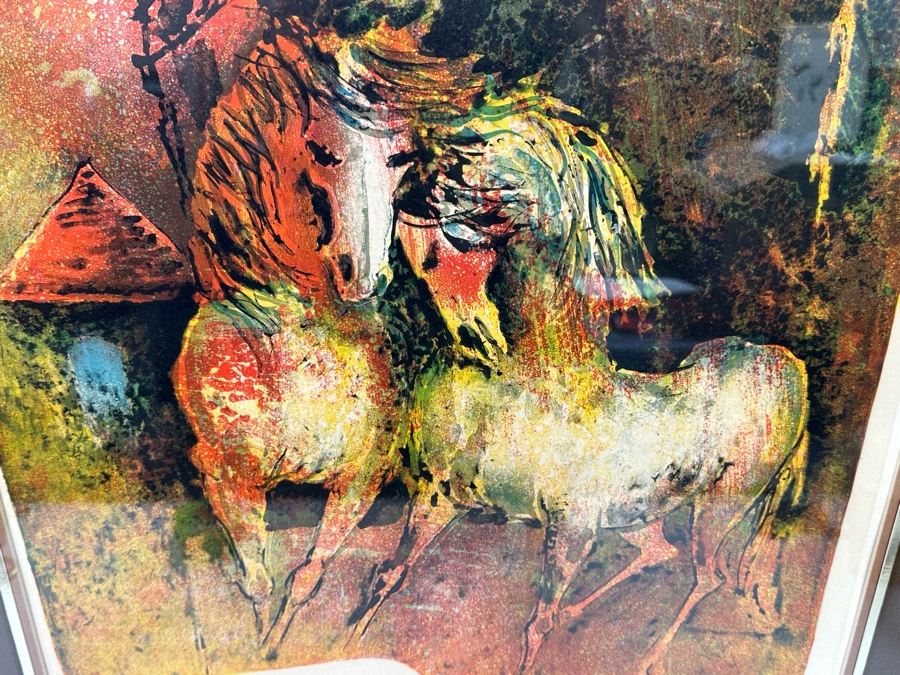 Lebadang (1922-2015, Vietnam) Lithograph & Etching Titled 'Stallions I' Pencil Signed Limited Edition 168 Of 190 18.5 X 28 Framed 26.5 X 35 [Photo 5]