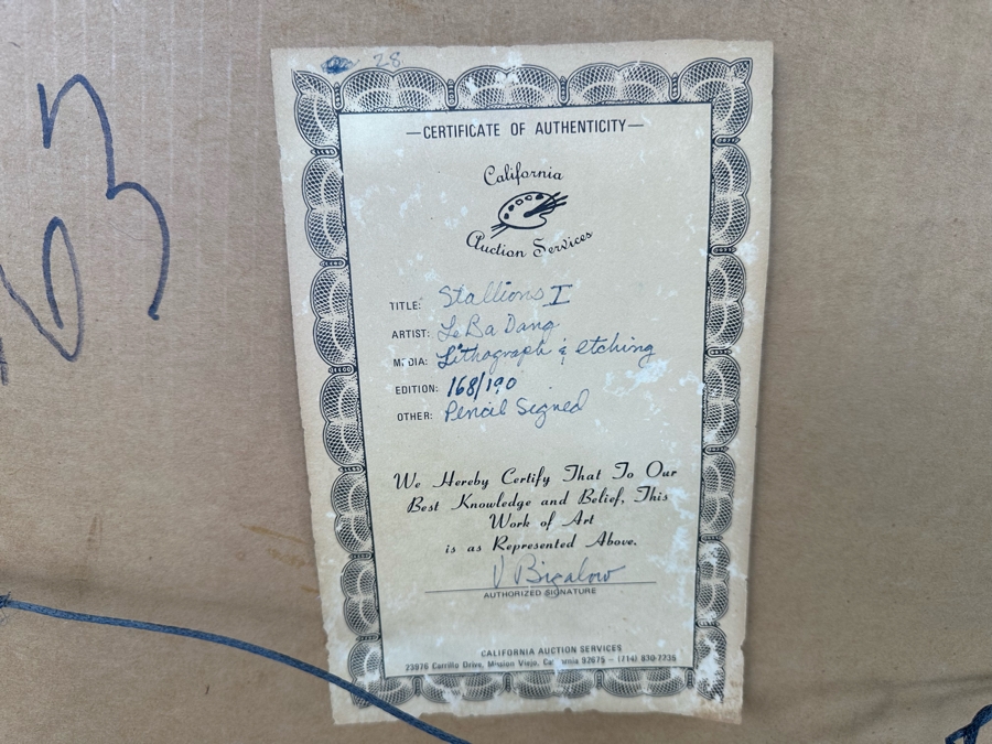 Lebadang (1922-2015, Vietnam) Lithograph & Etching Titled 'Stallions I' Pencil Signed Limited Edition 168 Of 190 18.5 X 28 Framed 26.5 X 35 [Photo 15]