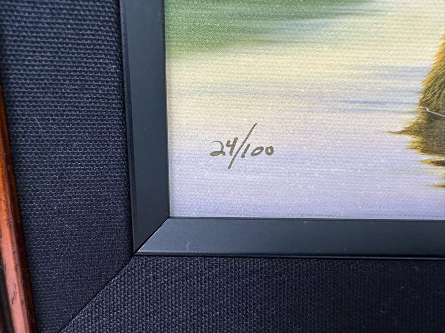 Robert Bissell Canvas Print Hand Signed Limited Edition 24 Of 100 Titled The Bathers Bears 19 X 14 Framed 26 X 21.5 [Photo 7]