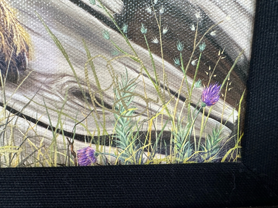 Robert Bissell Canvas Print Hand Signed Limited Edition 170 Of 250 Titled AM 2 Lying Bear Watching Butterflies 19 X 14 Framed 26 X 21.5 [Photo 11]