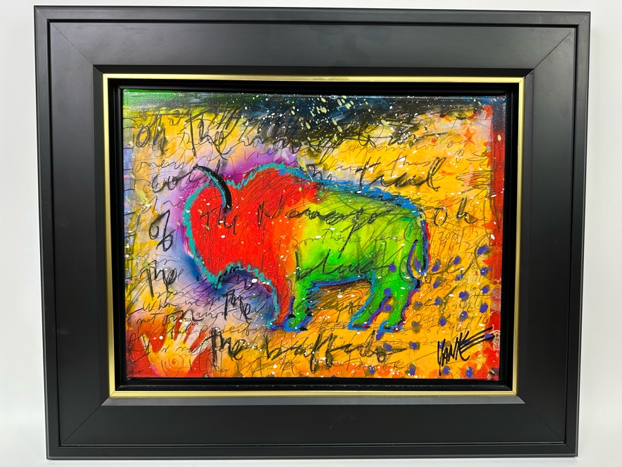 Tim Yanke The Wind Blows Cold 2012 Buffalo Giclee On Canvas Embellished Hand Signed Limited Edition 322 Of 350 20 X 15 Framed 28 X 23 [Photo 3]