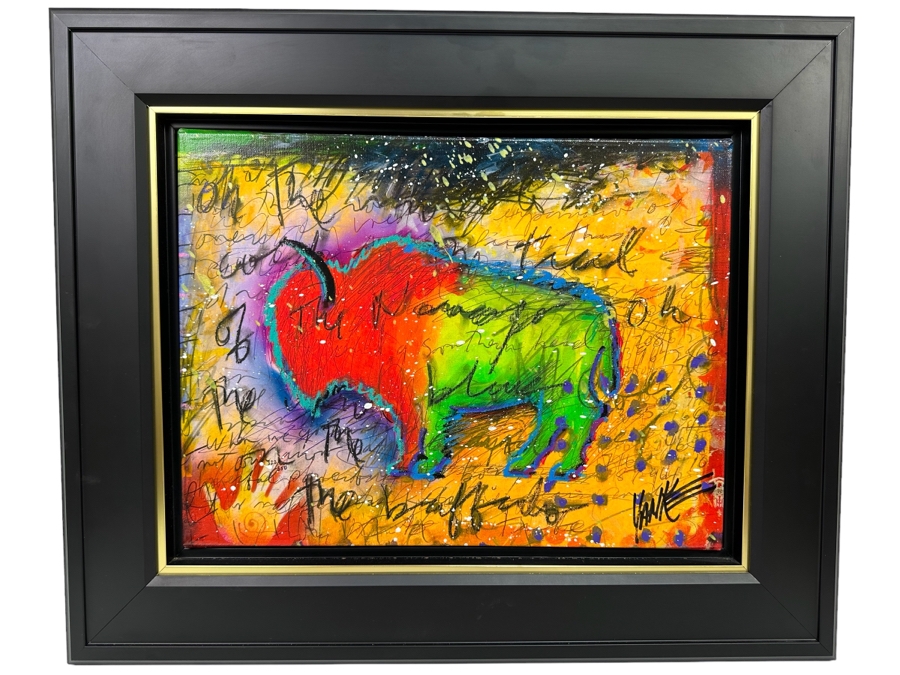 Tim Yanke The Wind Blows Cold 2012 Buffalo Giclee On Canvas Embellished Hand Signed Limited Edition 322 Of 350 20 X 15 Framed 28 X 23 [Photo 2]