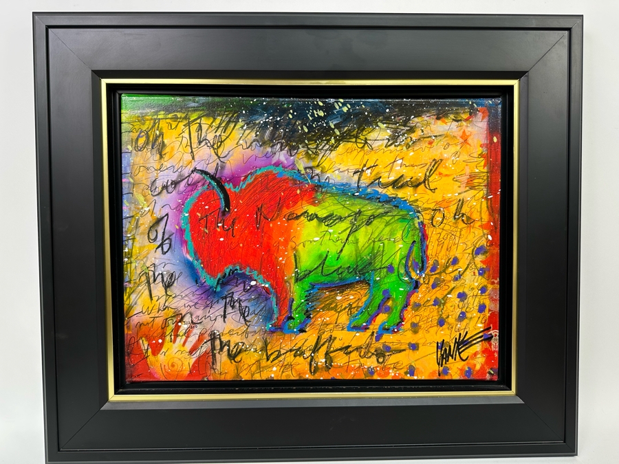 Tim Yanke The Wind Blows Cold 2012 Buffalo Giclee On Canvas Embellished Hand Signed Limited Edition 322 Of 350 20 X 15 Framed 28 X 23 [Photo 4]