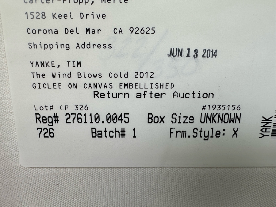 Tim Yanke The Wind Blows Cold 2012 Buffalo Giclee On Canvas Embellished Hand Signed Limited Edition 322 Of 350 20 X 15 Framed 28 X 23 [Photo 13]