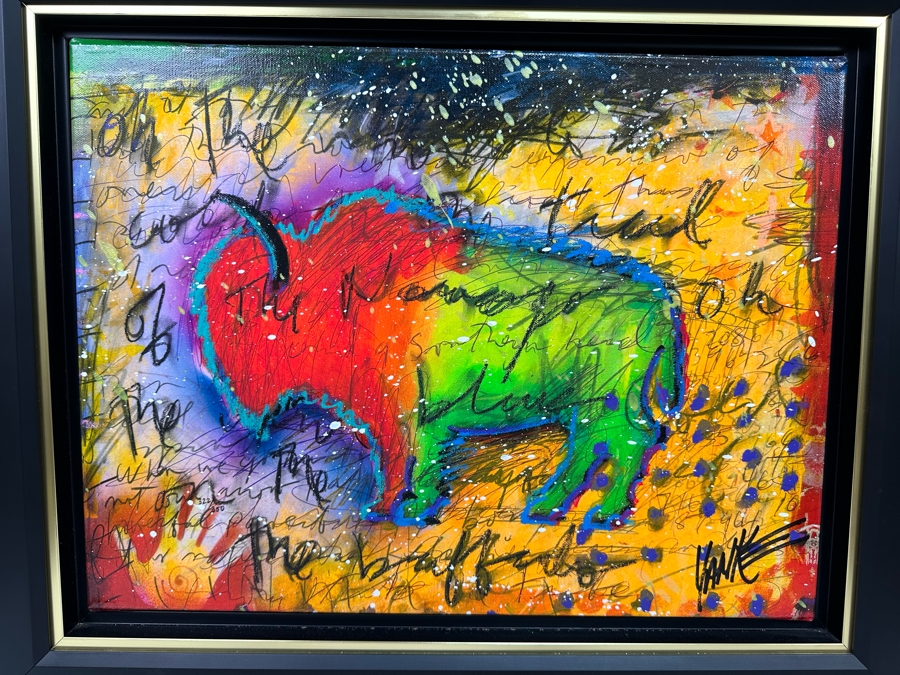 Tim Yanke The Wind Blows Cold 2012 Buffalo Giclee On Canvas Embellished Hand Signed Limited Edition 322 Of 350 20 X 15 Framed 28 X 23 [Photo 5]