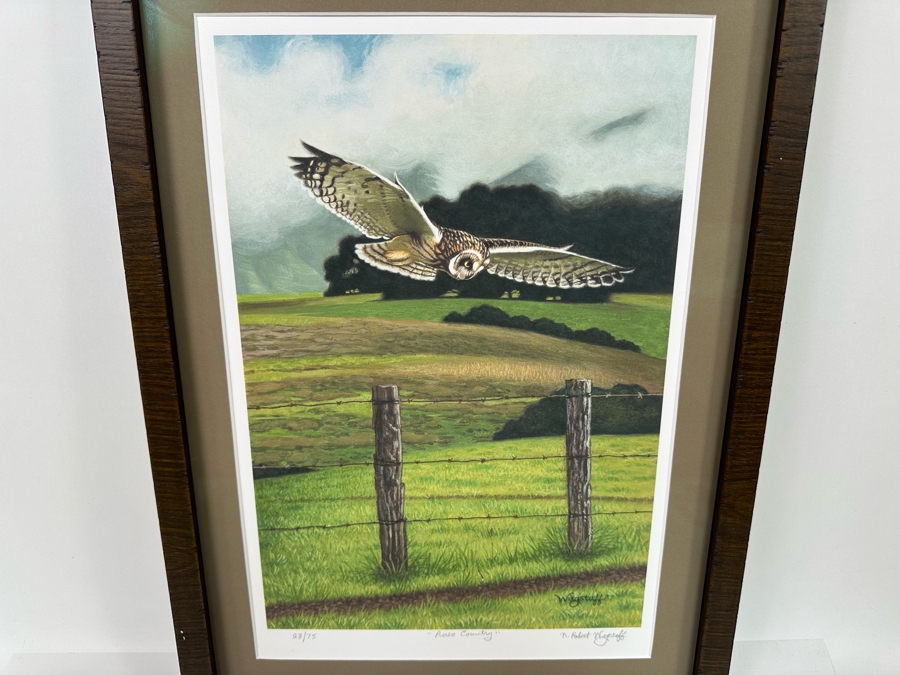 N. Robert Wagstaff Limited Edition Print Titled 'Pueo Country' Of Flying Owl Edition 28 Of 75 11 X 16 Framed 16 X 22 Pencil Signed By Artist [Photo 3]