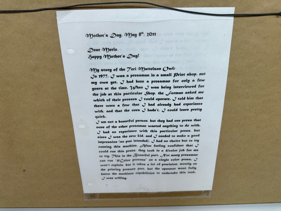 Framed Teri Matelson The Wing Gallery Exhibition Poster January 14-30, 1977 15 X 11.5 Framed 22.5 X 18.5 [Photo 10]