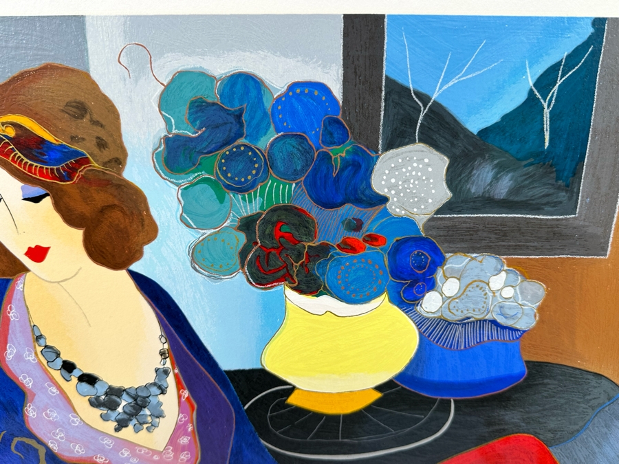 Itzchak Tarkay (1935-2012, Serbia/Israel) Serigraph Titled 'Celeste II' Signed Lower Right 18 X 18 Framed 30 X 30 [Photo 5]