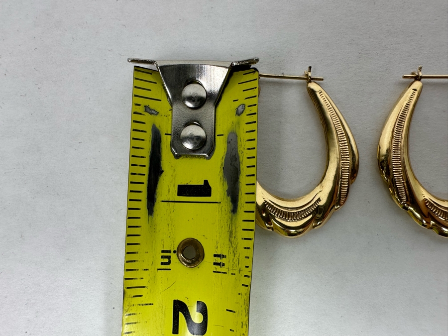 14K Gold Hoop Earrings 1 1/4'L 3.6g [Photo 6]