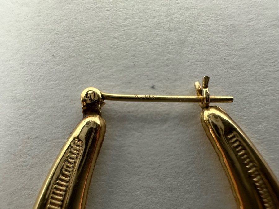 14K Gold Hoop Earrings 1 1/4'L 3.6g [Photo 7]
