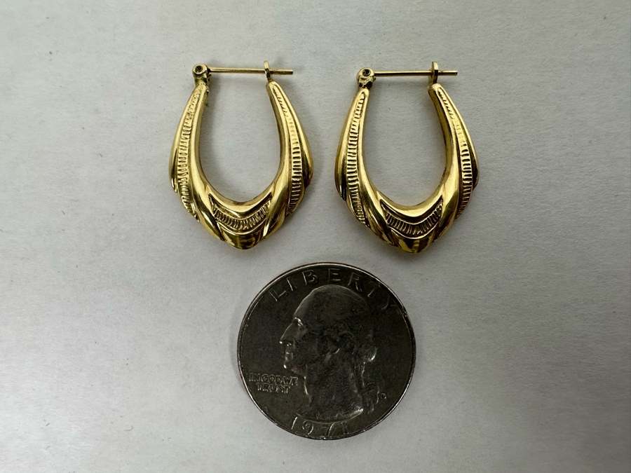 14K Gold Hoop Earrings 3/4'L 2g [Photo 5]