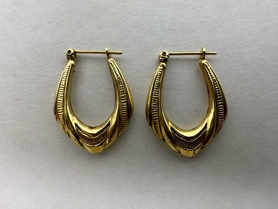 14K Gold Hoop Earrings 3/4'L 2g [Photo 2]