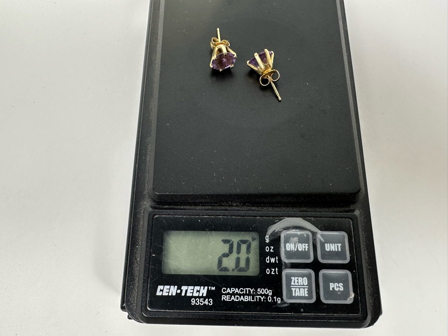 14K Gold Amethyst Earrings 2g [Photo 7]
