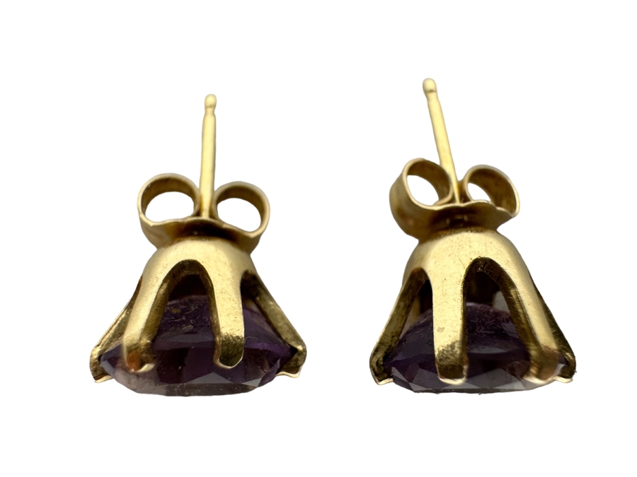 14K Gold Amethyst Earrings 2g [Photo 3]