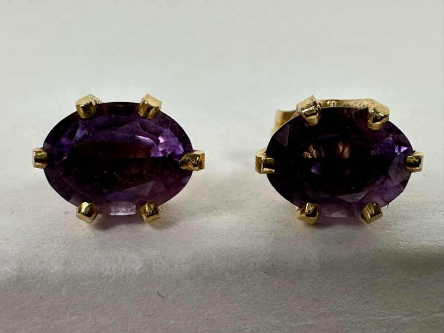 14K Gold Amethyst Earrings 2g [Photo 5]