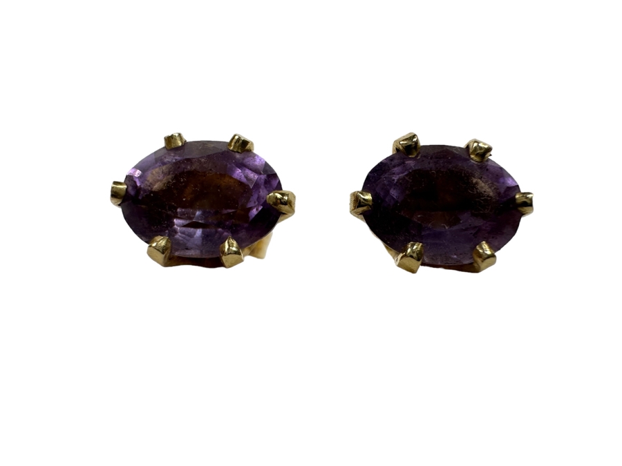 14K Gold Amethyst Earrings 2g [Photo 4]