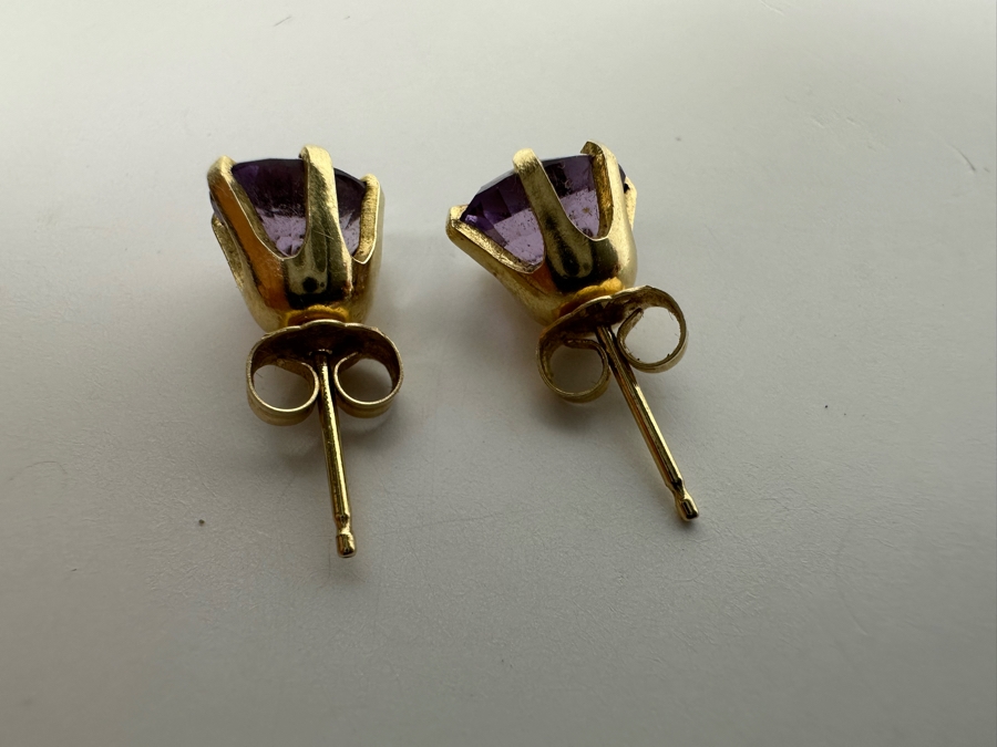 14K Gold Amethyst Earrings 2g [Photo 6]
