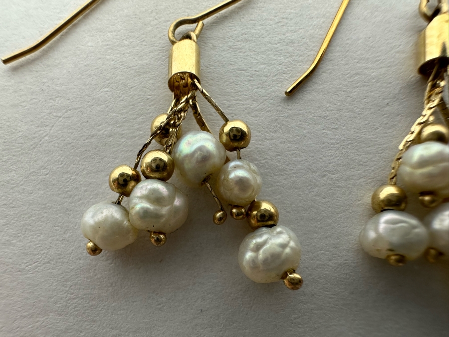 14K Gold Pearl Earrings 1.5g [Photo 6]