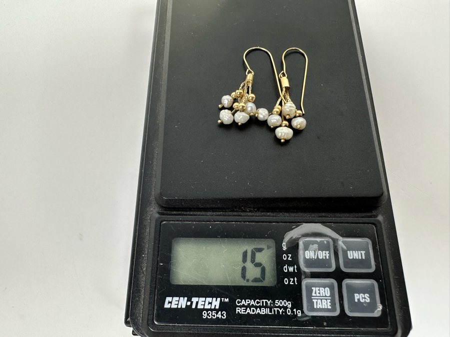 14K Gold Pearl Earrings 1.5g [Photo 9]