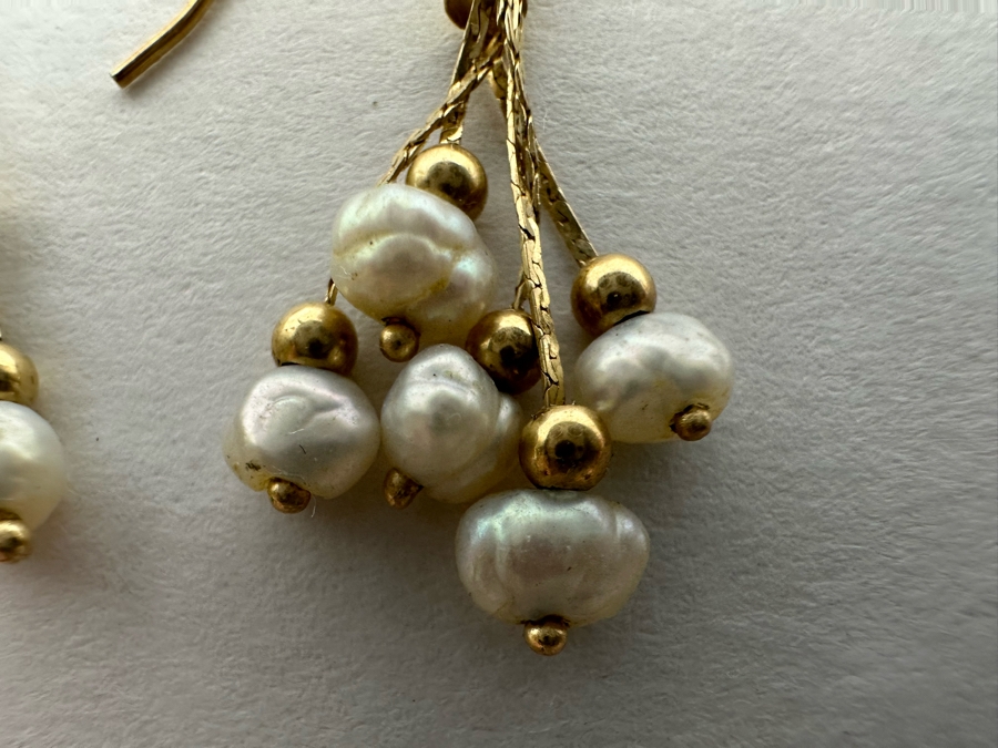 14K Gold Pearl Earrings 1.5g [Photo 5]