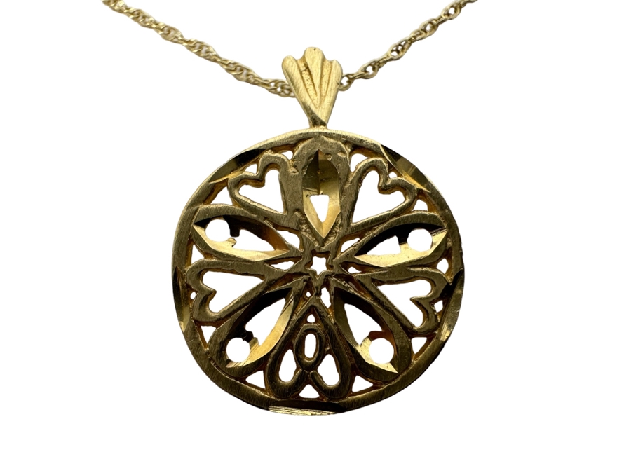 14K Gold Pendant With 14K Gold 18' Chain Necklace 2.1g [Photo 2]