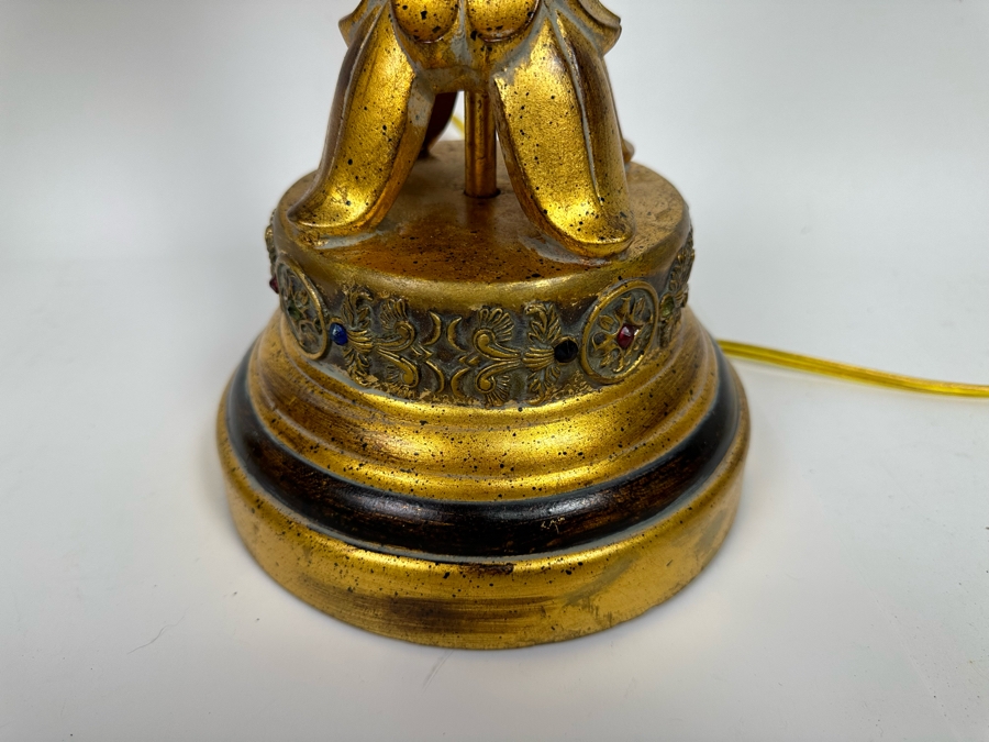 Pair Of Gold Tone Table Lamps 38H [Photo 8]