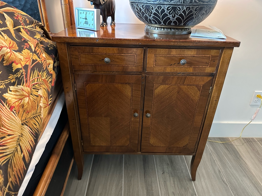 Pair Of Inlaid Wooden Nightstands Side Tables Cabinets 28W X 17D X 32.5H [Photo 4]