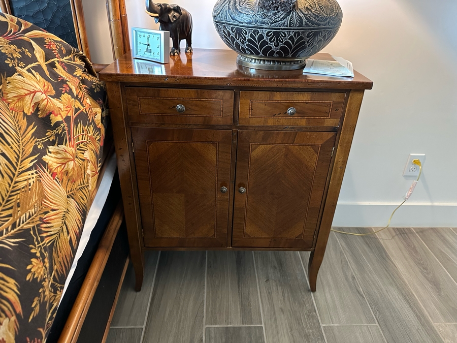 Pair Of Inlaid Wooden Nightstands Side Tables Cabinets 28W X 17D X 32.5H [Photo 5]