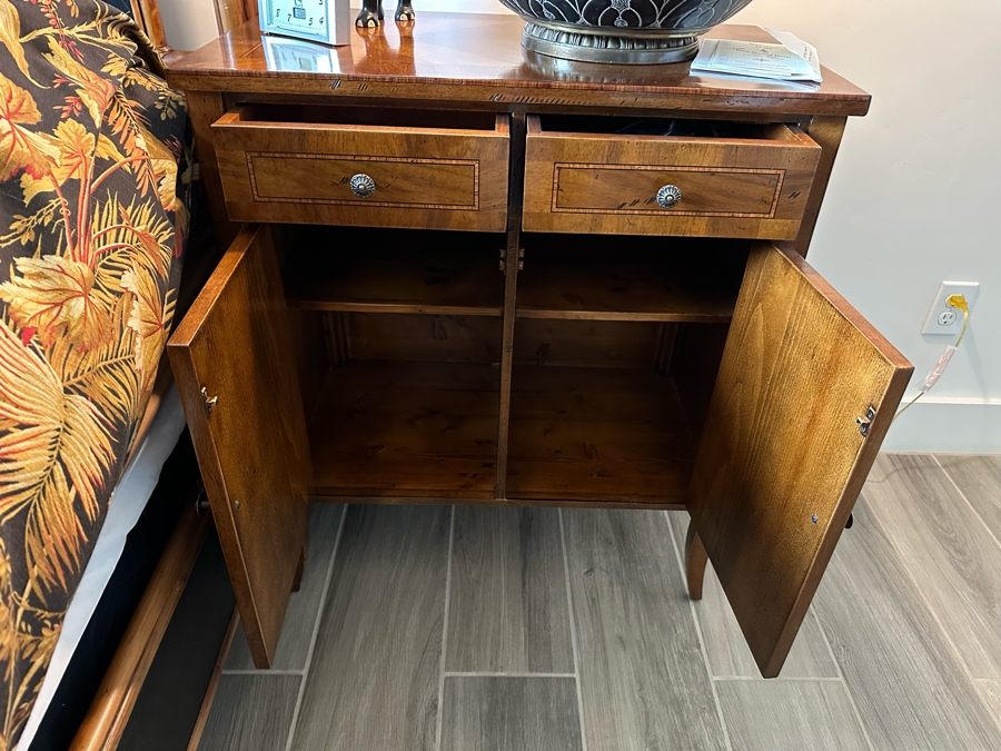 Pair Of Inlaid Wooden Nightstands Side Tables Cabinets 28W X 17D X 32.5H [Photo 9]