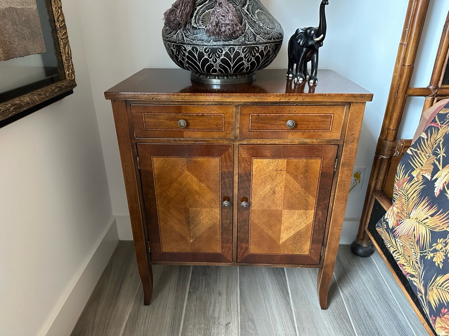 Pair Of Inlaid Wooden Nightstands Side Tables Cabinets 28W X 17D X 32.5H [Photo 2]