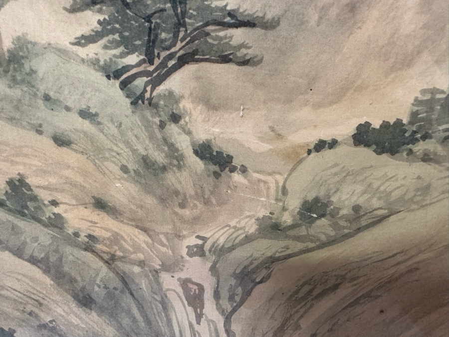 Vintage Hand Painted Chinese Wallpaper Purchased By Client In The Seventies In NYC Nicely Framed Large 39 X 78 [Photo 7]